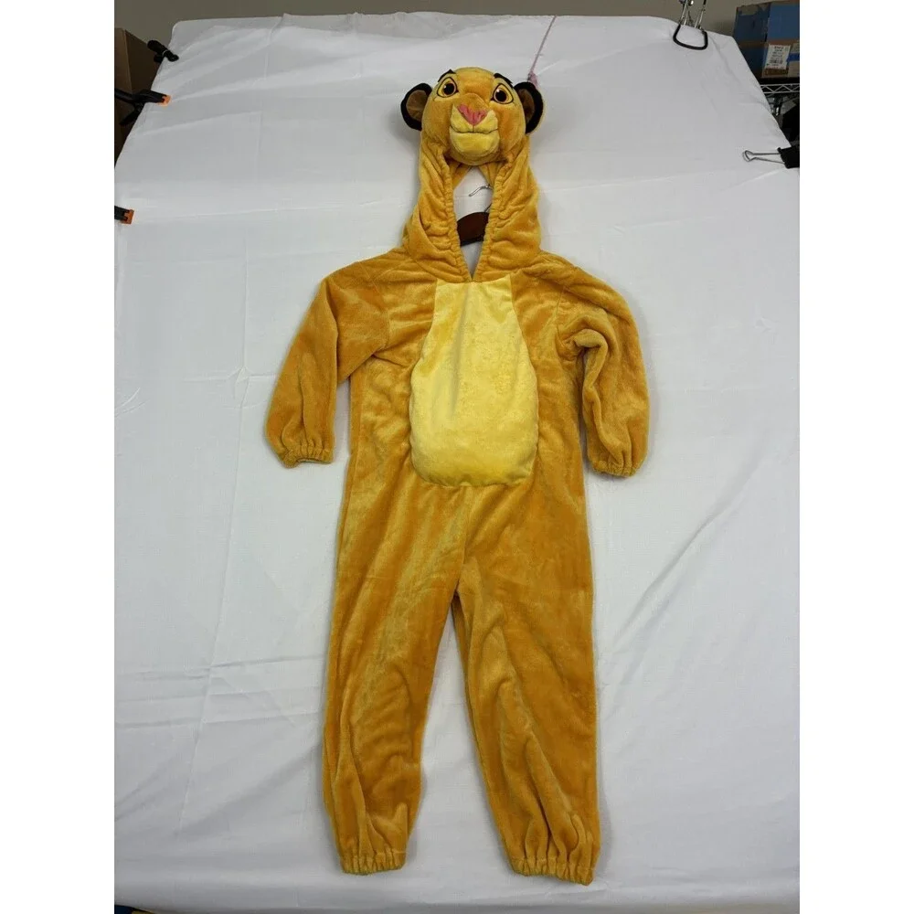 Disney Lion King Simba Kids Costume 4T Plush One Piece Jumpsuit Hood Yellow